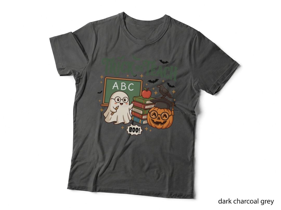 Trick or Teach Boo Halloween T-Shirt, Ghost Teacher Halloween School Spooky Tee
