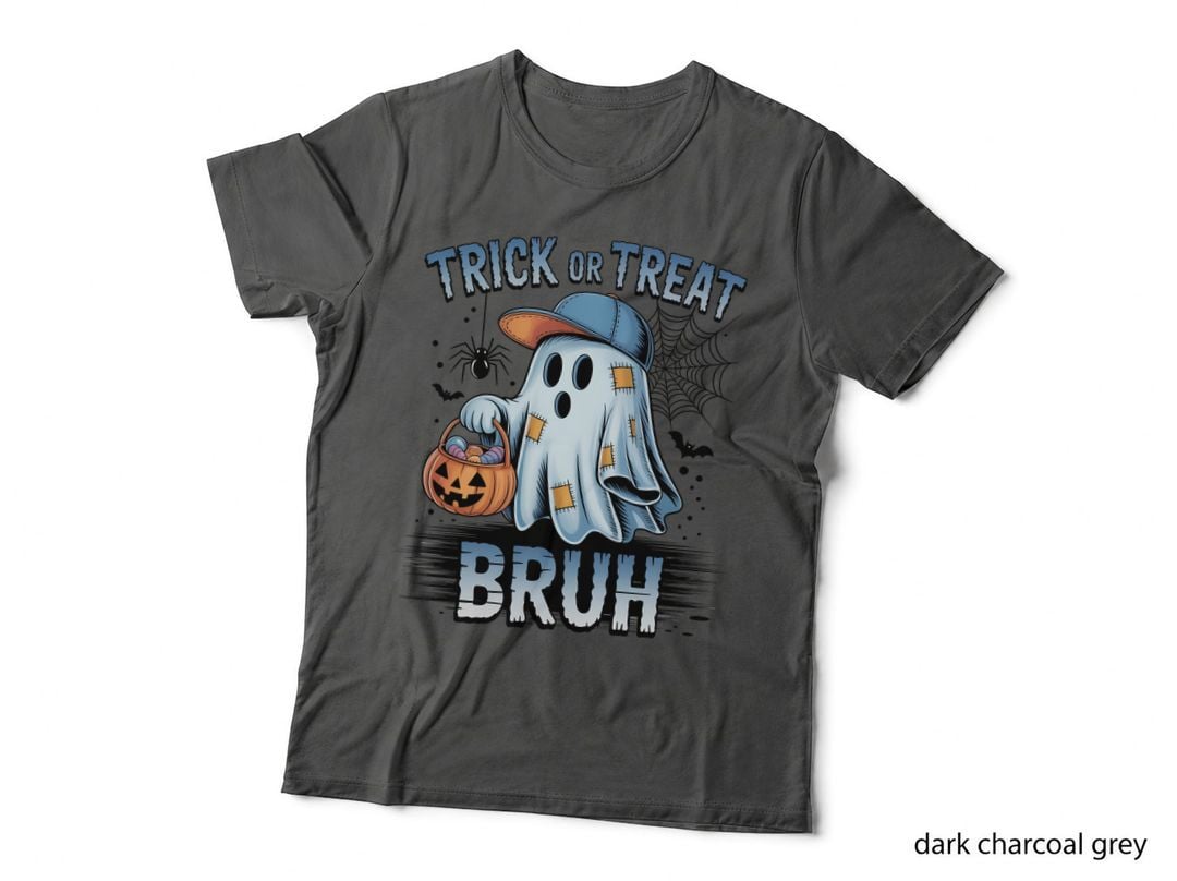 Trick or Treat Bruh Halloween T-Shirt, Ghost Trick-Or-Treat Baseball Cap Spooky