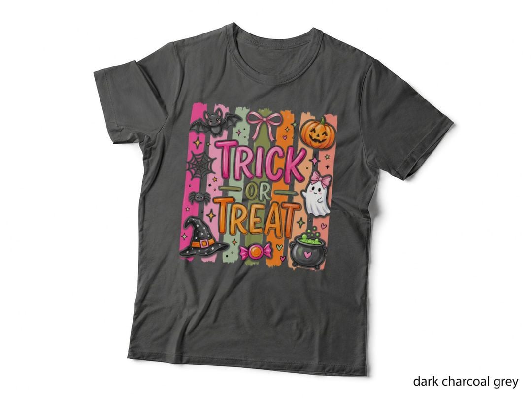 Trick or Treat Halloween T-Shirt, Trick or Treat Colorful Text Spooky Tee