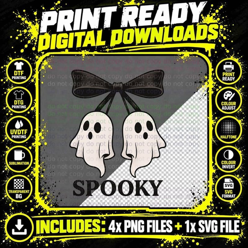 Twin Pumpkins Checkered Bow Halloween T-Shirt Png SVG Digital Bundle
