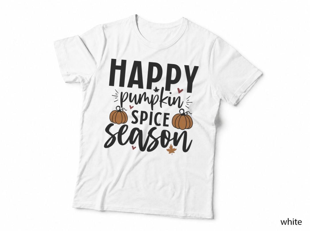 Two Pumpkins Hearts Leaves Scattered Fall T-Shirt, Autumn Season Graphic Tee