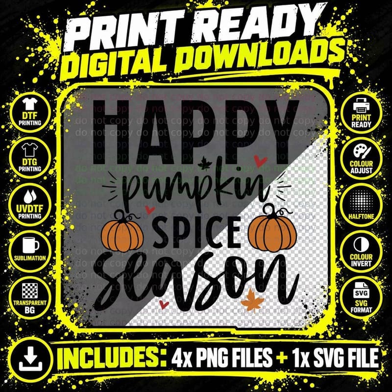 Two Pumpkins Hearts Leaves Scattered Fall T-Shirt Png SVG Digital Bundle