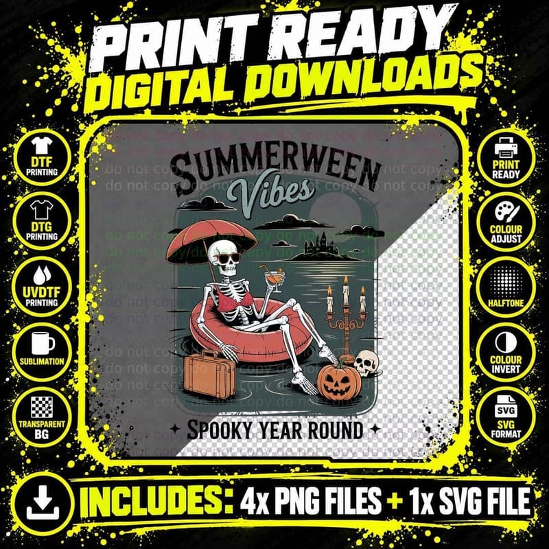 Vibes Halloween T-Shirt, Skeleton Soaking Bath Spooky Png SVG Digital Bundle