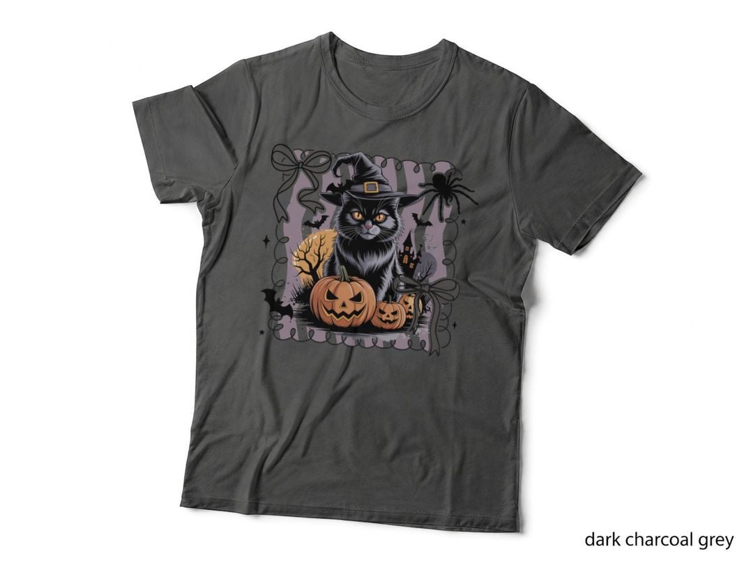 Witch Cat Haunted House Halloween T-Shirt, Spooky Season Graphic Tee