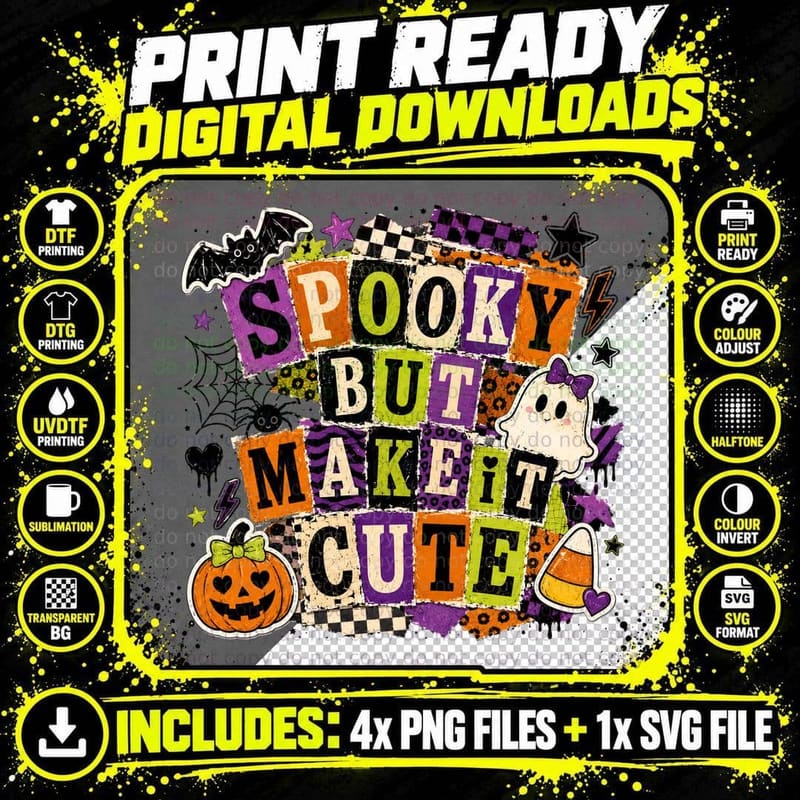 Witch Raccoon on Broom Halloween T-Shirt Png SVG Digital Bundle