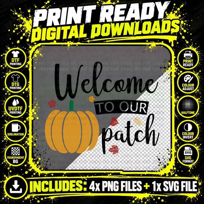 Yellow Pumpkin Autumn Leaves Fall T-Shirt Png SVG Digital Bundle