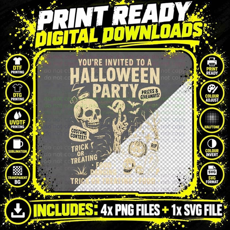 You're Invited to a Halloween Party Prizes & Giveaways! Png SVG Digital Bundle