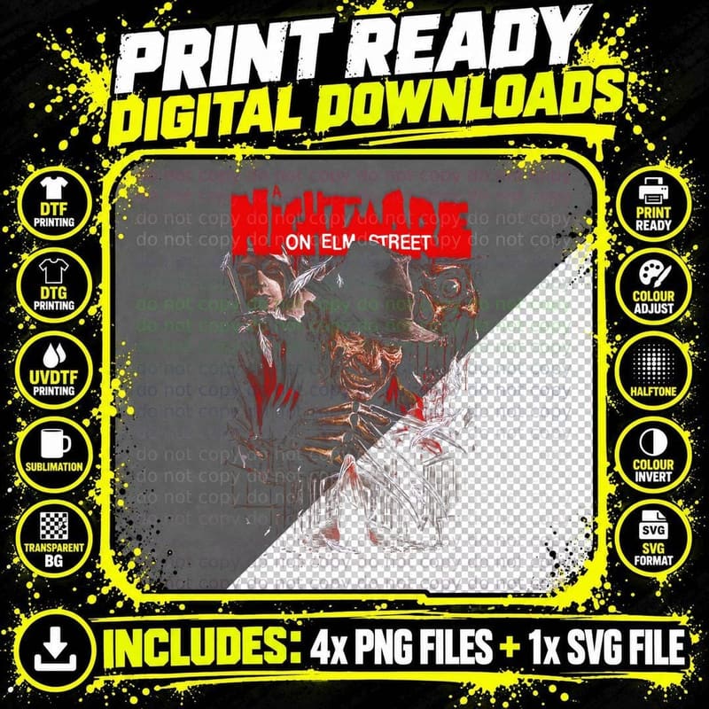 A Nightmare on Elm Street Horror Print T-Shirt Png SVG Digital Bundle
