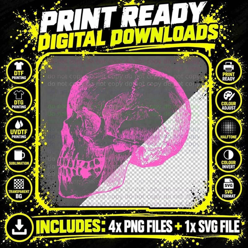 Aesthetic Skull Goth Skeleton Pastel Goth Soft Grunge Png SVG Digital Bundle