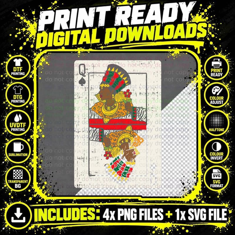 African Queen Card Melanin Black Pride Halloween Blm Png SVG Digital Bundle