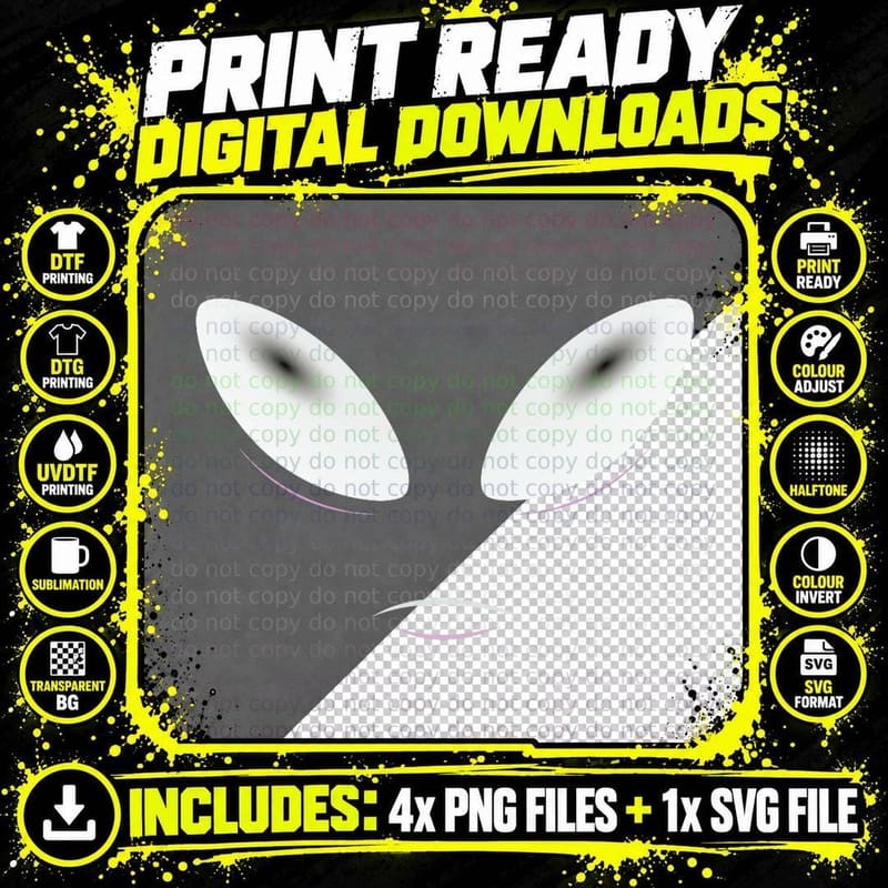 Alien Halloween Costume Shirt - Alien Face Png SVG Digital Bundle