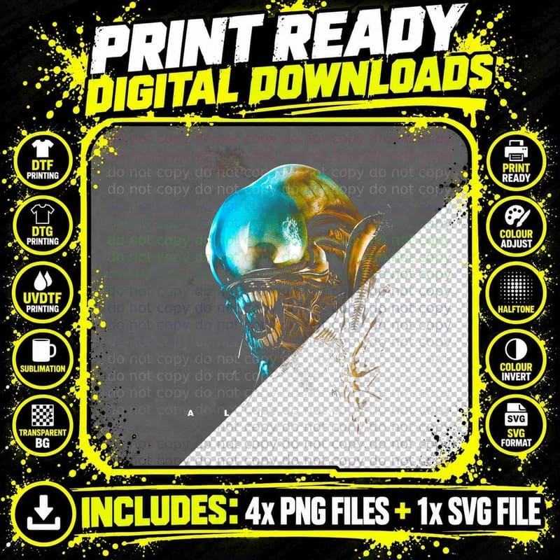 Alien Halloween Costume T-Shirt, Sugar Skull Print Png SVG Digital Bundle