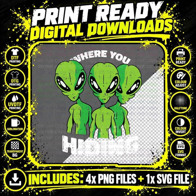 Alien Where You Hiding Halloween Costume UFO Men Women Png SVG Digital Bundle
