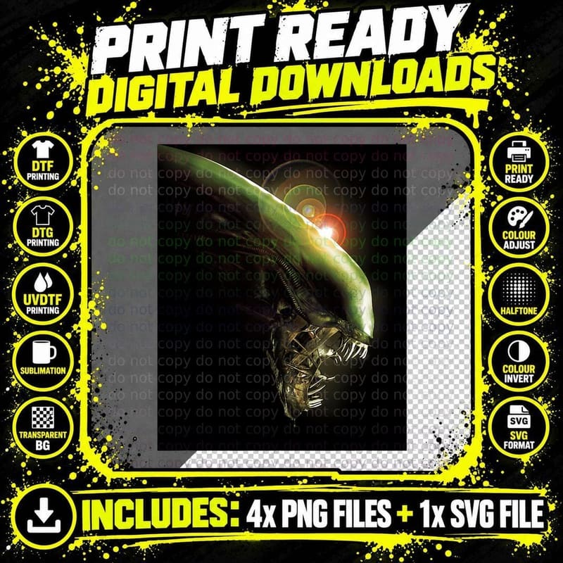 Alien Xenomorph Lens Flare, Sci-Fi Horror, Alien Movie Png SVG Digital Bundle