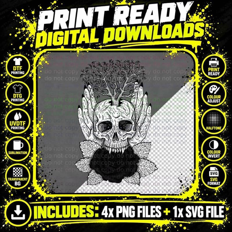 Alt Clothing Aesthetic Goth Vampire Skull Biting Black Png SVG Digital Bundle