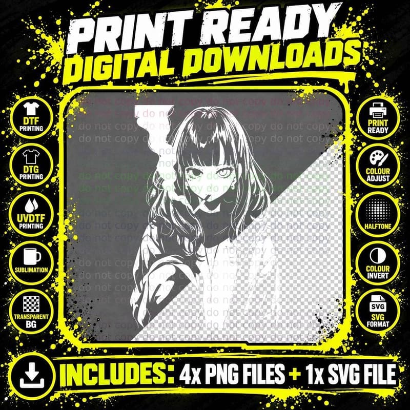 Anime Horror Girl Aesthetic Soft Grunge Waifu Japanese Png SVG Digital Bundle