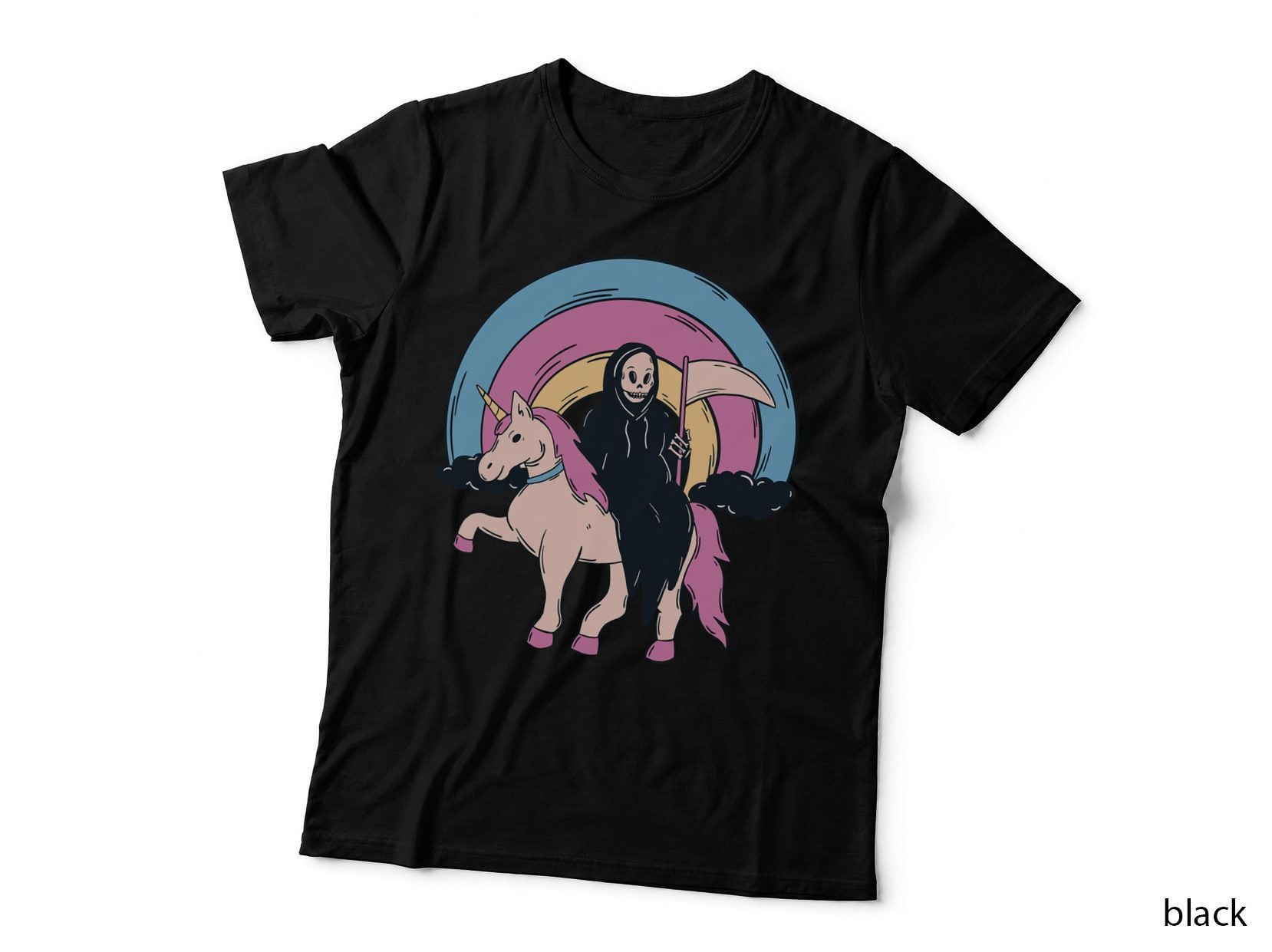 Anime Kawaii - Pastel Goth Cute Creepy Unicorn Grim Reaper T-Shirt