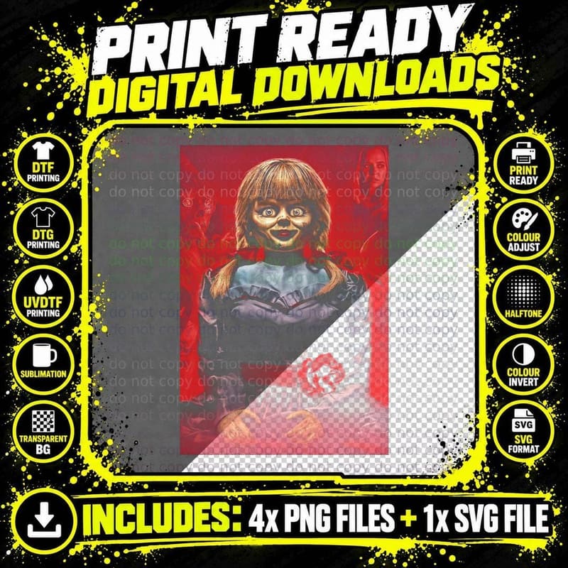 Annabelle Cursed Doll Halftone Shirt Png SVG Digital Bundle