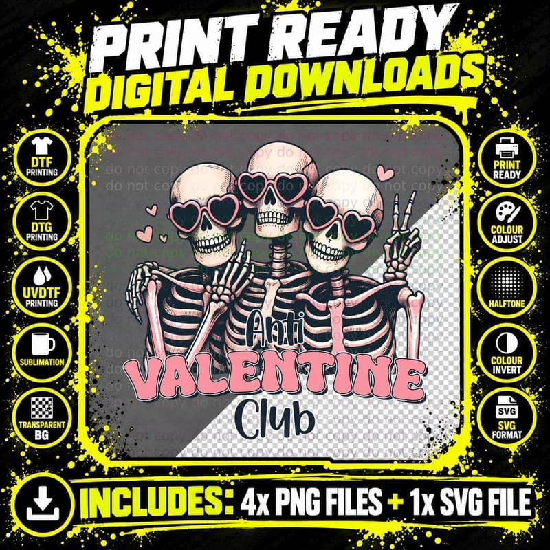 Anti Valentine Club Valentine T-Shirt Png SVG Digital Bundle
