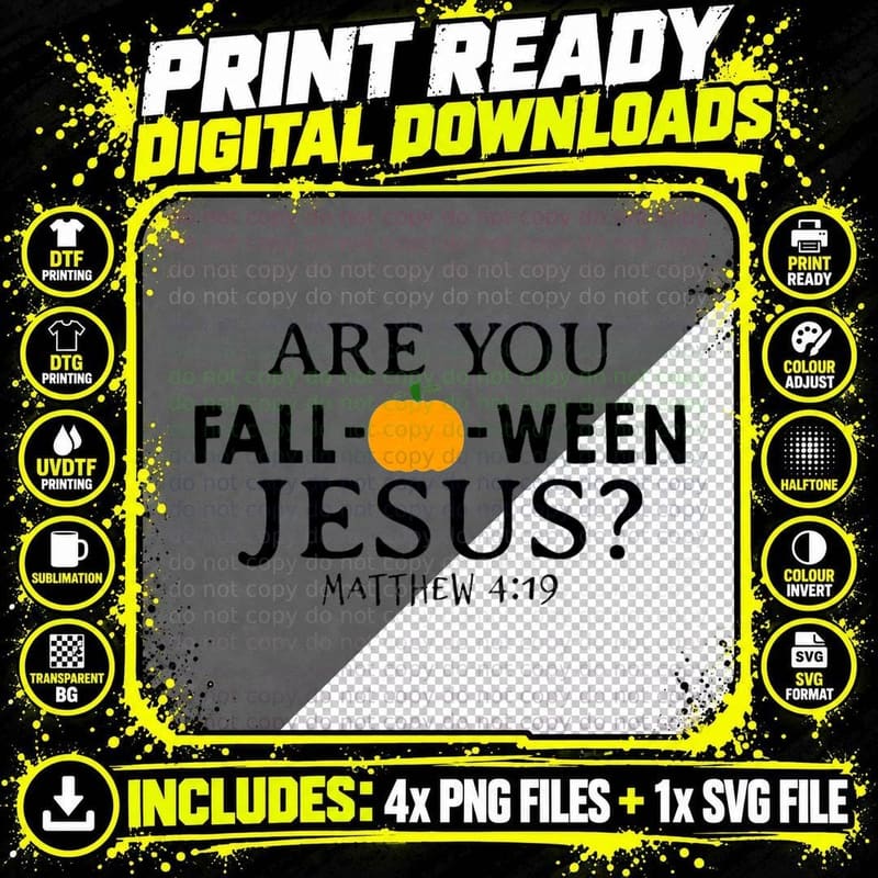 Are You Fall-O-Ween Jesus Halloween Christian Pumpkin Png SVG Digital Bundle