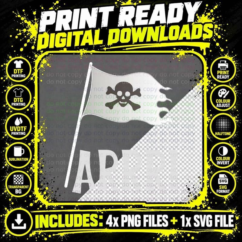 Arrr Pirate Flag Funny Pirate Crew Outfit Png SVG Digital Bundle