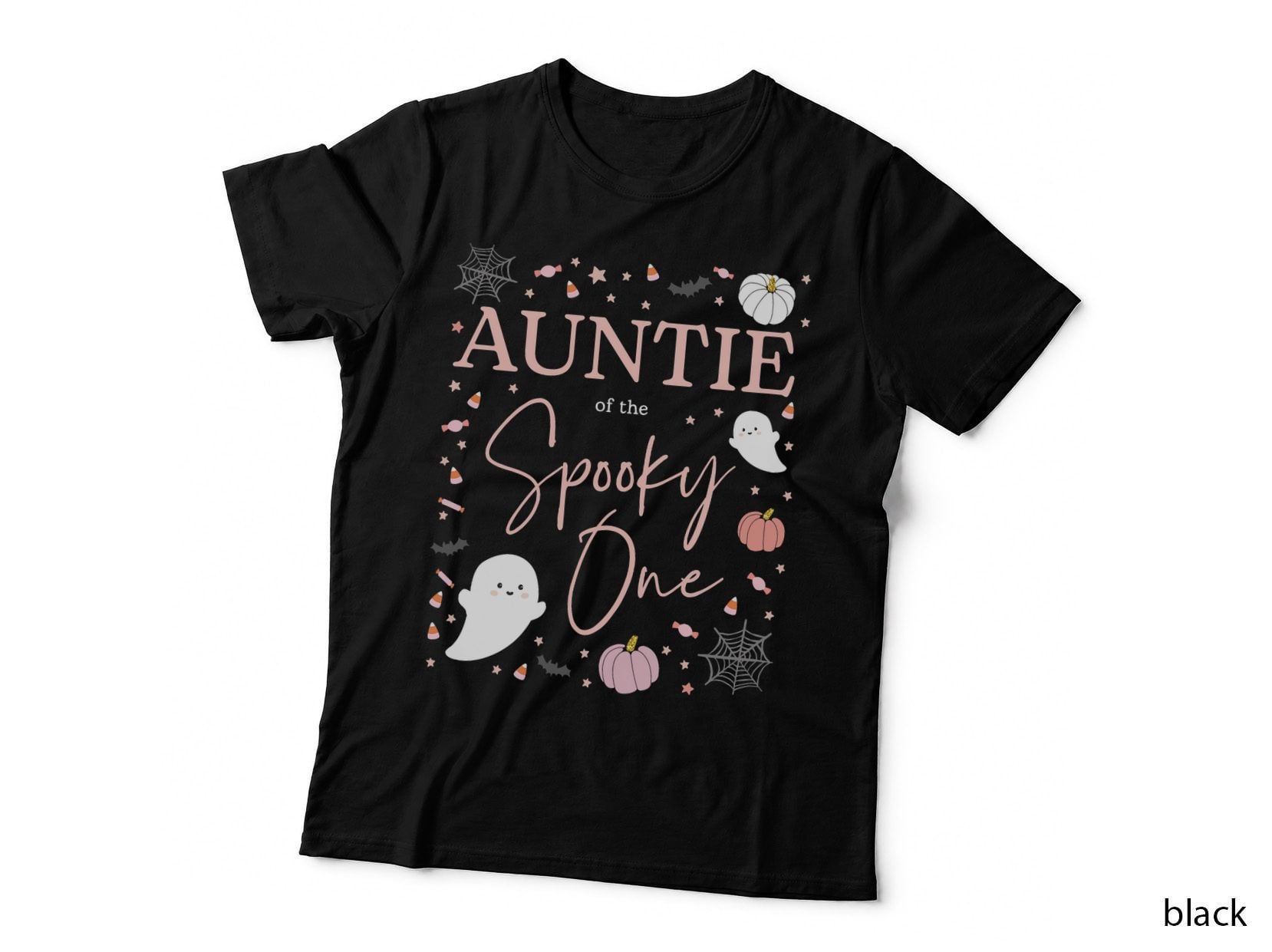Auntie of the Spooky One Girl First Birthday Pink Halloween T-Shirt