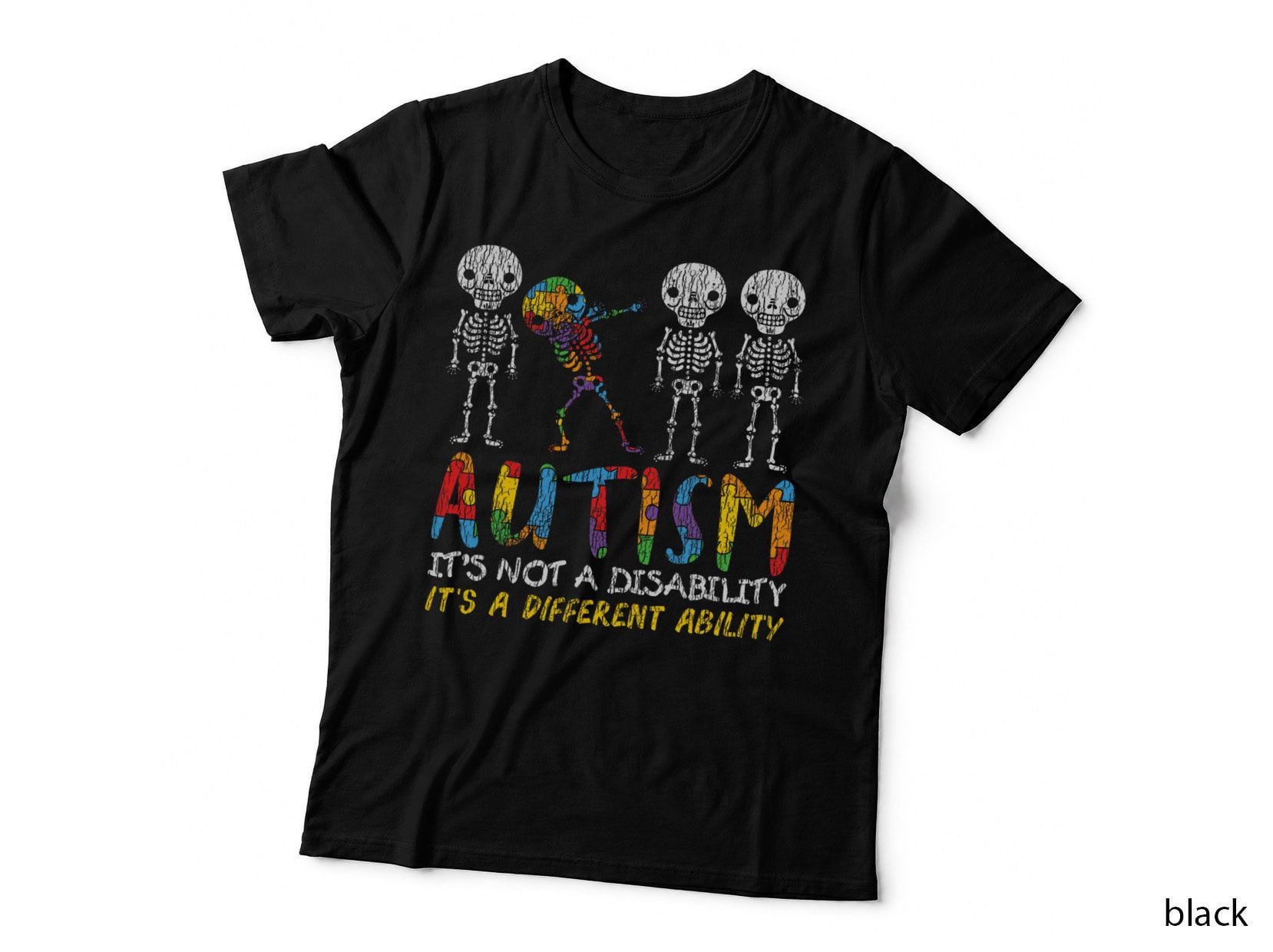 Autism Awerness - Skeleton Dabbing Autistic Kids Awareness T-Shirt