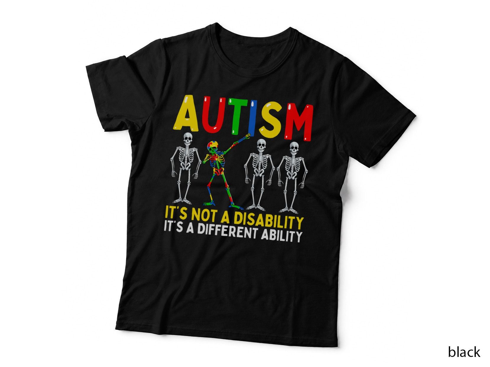 Autism It's a Different Ability Funny Dabbing Skeleton T-Shirt