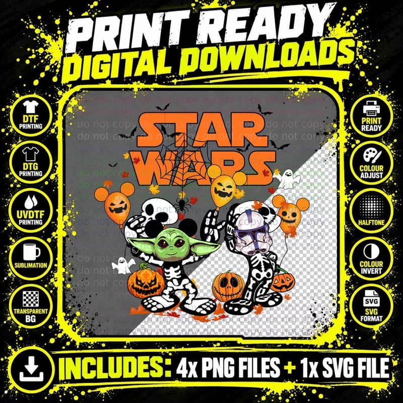 Baby Yoda Halloween Costume T-Shirt, Spooky Fan Gift Png SVG Digital Bundle