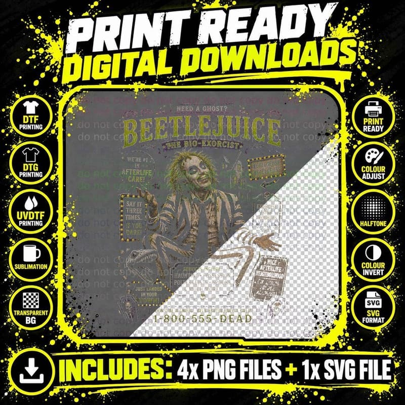 Beetlejuice Vintage Horror Haunted Estate Agent Comedy Png SVG Digital Bundle