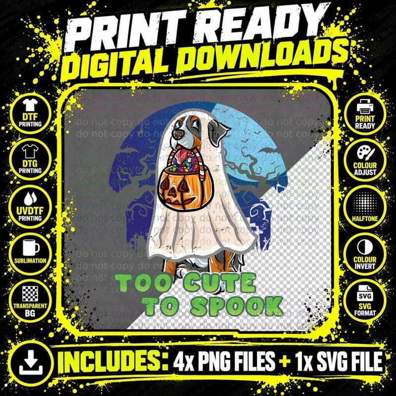 Bernese Mountain Dog Happy Halloween Costume Ghost Dogs Png SVG Digital Bundle