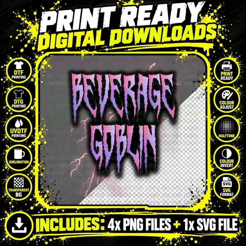 Beverage Goblin Pastel Goth, Alternative Fashion Png SVG Digital Bundle