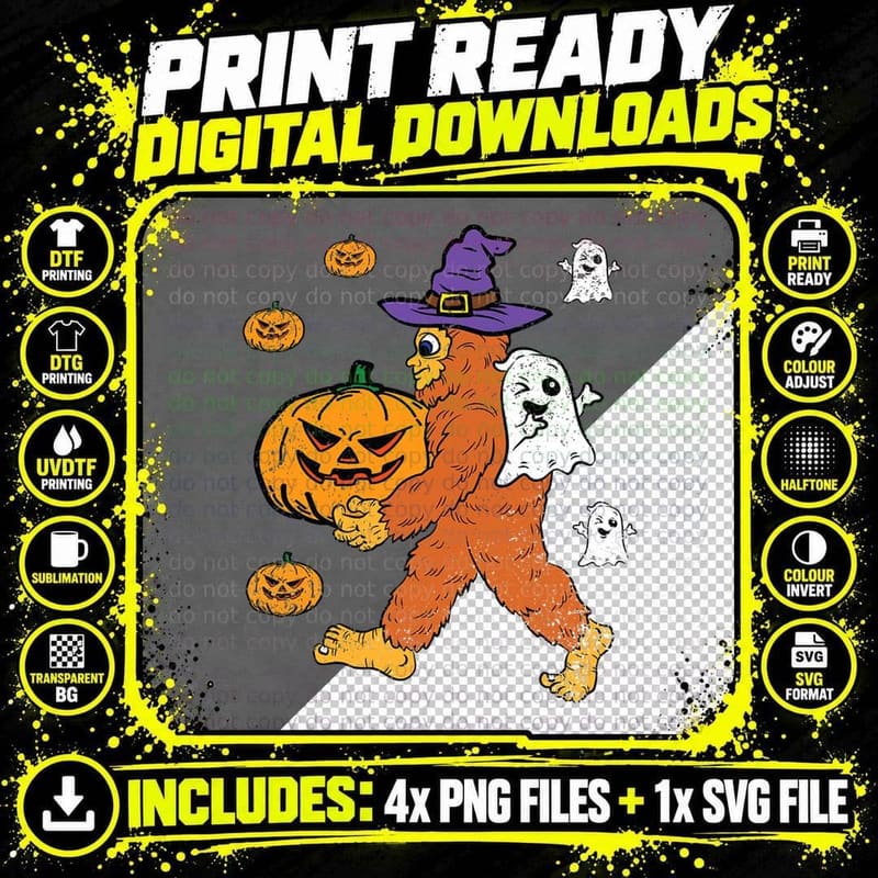 Bigfoot Pumpkin Halloween Costume Sasquatch Jack O Png SVG Digital Bundle