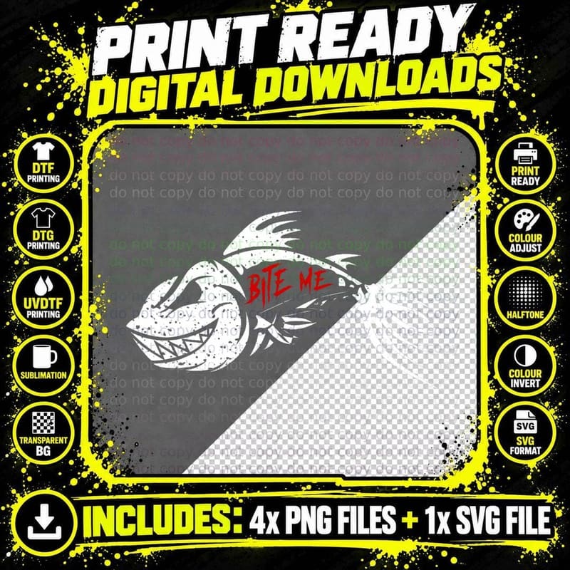 Bite Me Cool Fish Skeleton Fishing, Funny Fishing Png SVG Digital Bundle
