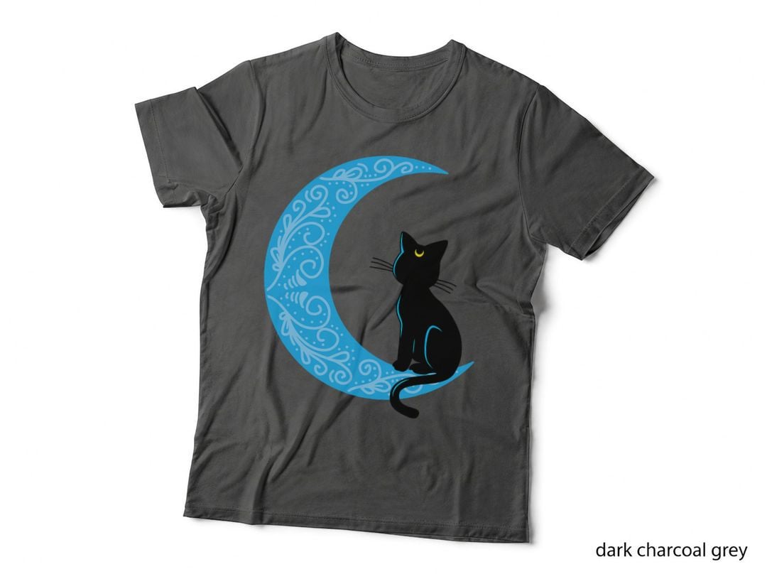 Black Cat Crescent Moon Sailor Mom, Halloween, Witchy Style T-Shirt
