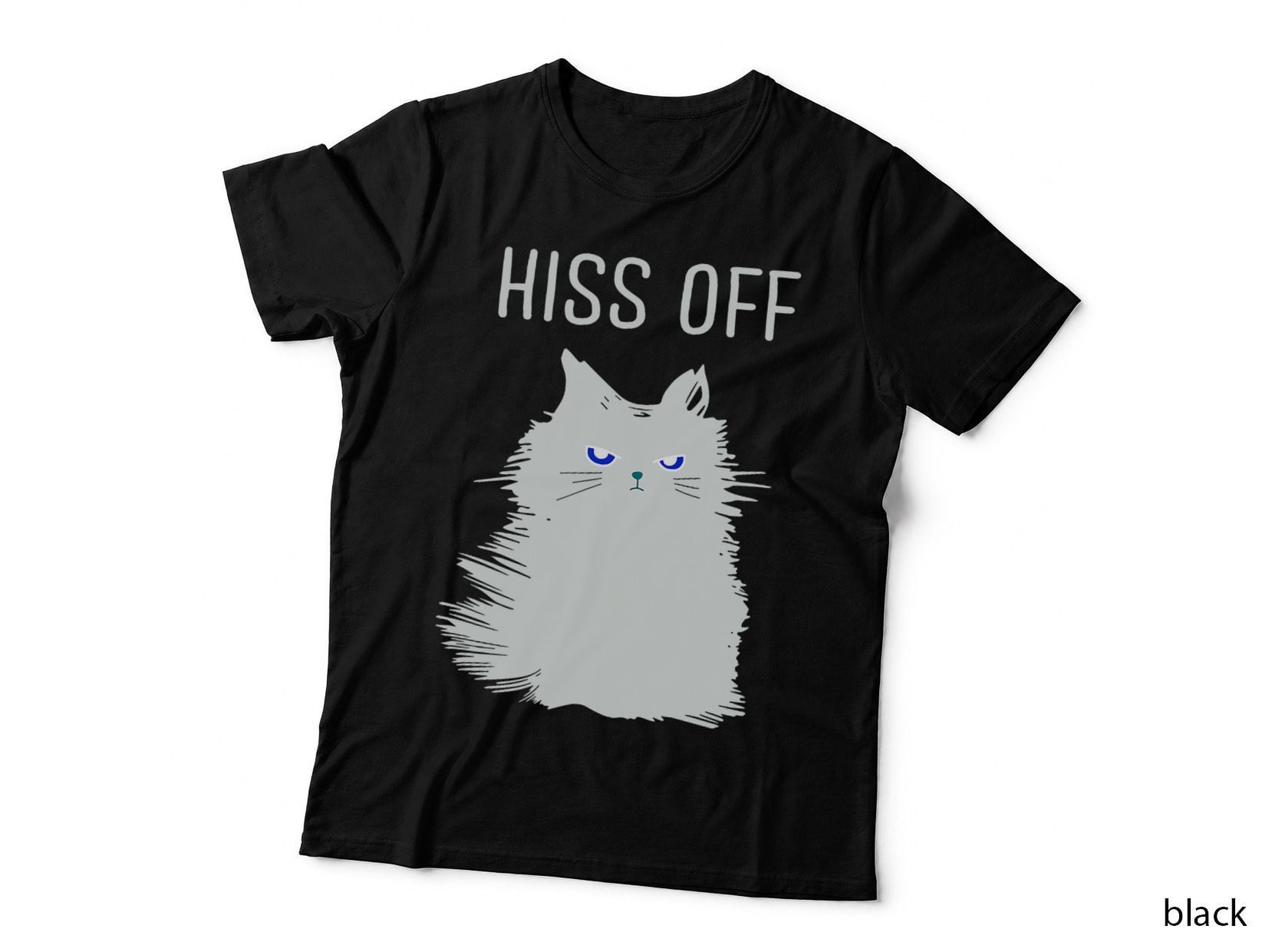 Black Cat Shirts for Men, Humor Hiss off Meow Cat, Funny Cats, Men's T-Shirt