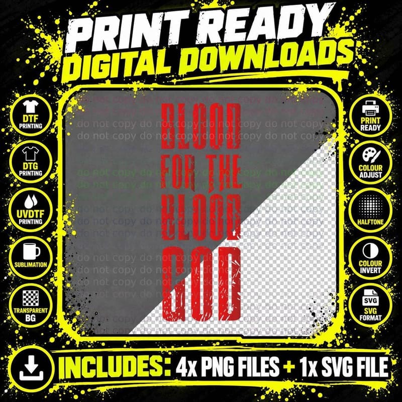 Blood for the Blood God, Dark Fantasy, Occult, Horror Png SVG Digital Bundle