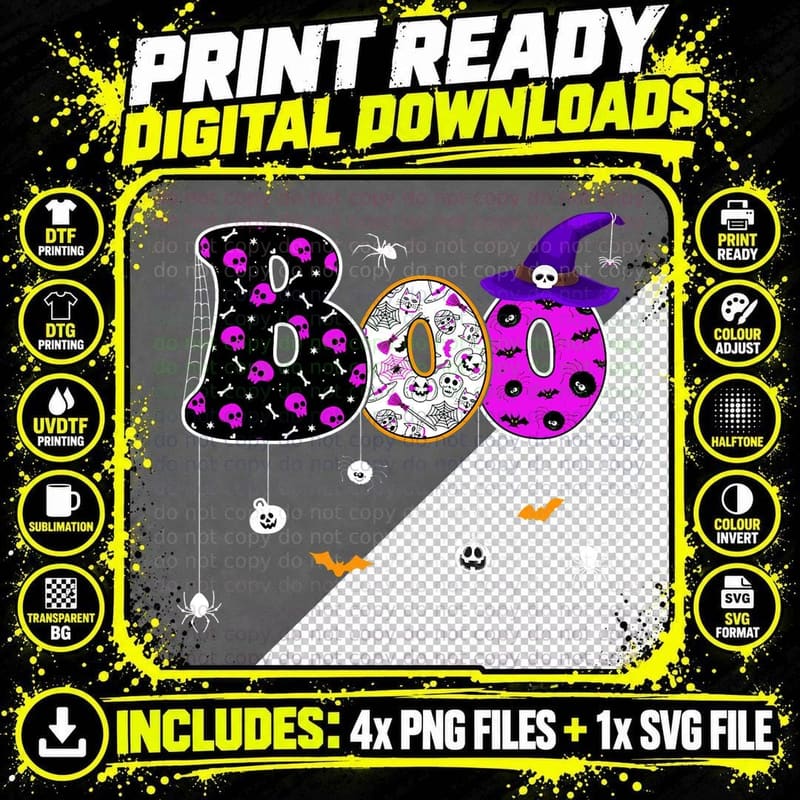 Boo Halloween Costume Spiders Pumpkin Halloween Women Png SVG Digital Bundle