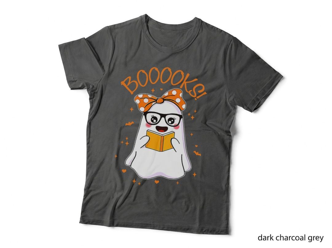 Booooks Ghost Halloween Women Teacher Book Library Reading T-Shirt