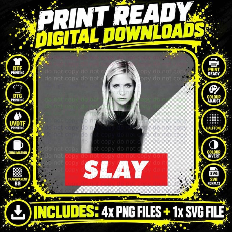 Buffy the Vampire Slayer Slay T-Shirt, Gothic Horror Tee Png SVG Digital Bundle