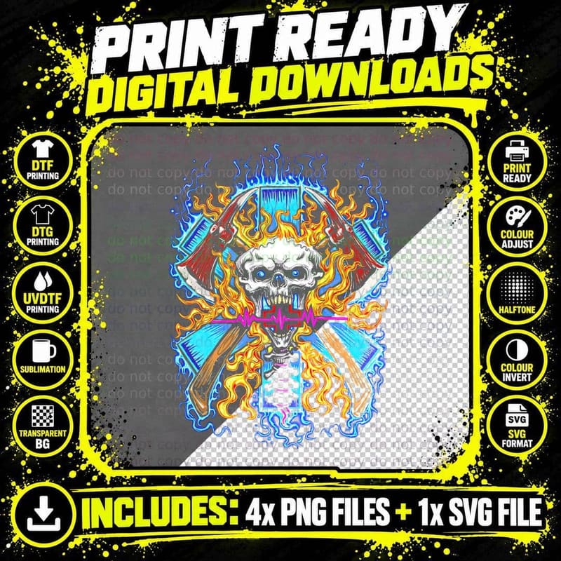 Calavera Hachas T-Shirt, Dia De Los Muertos Print Png SVG Digital Bundle