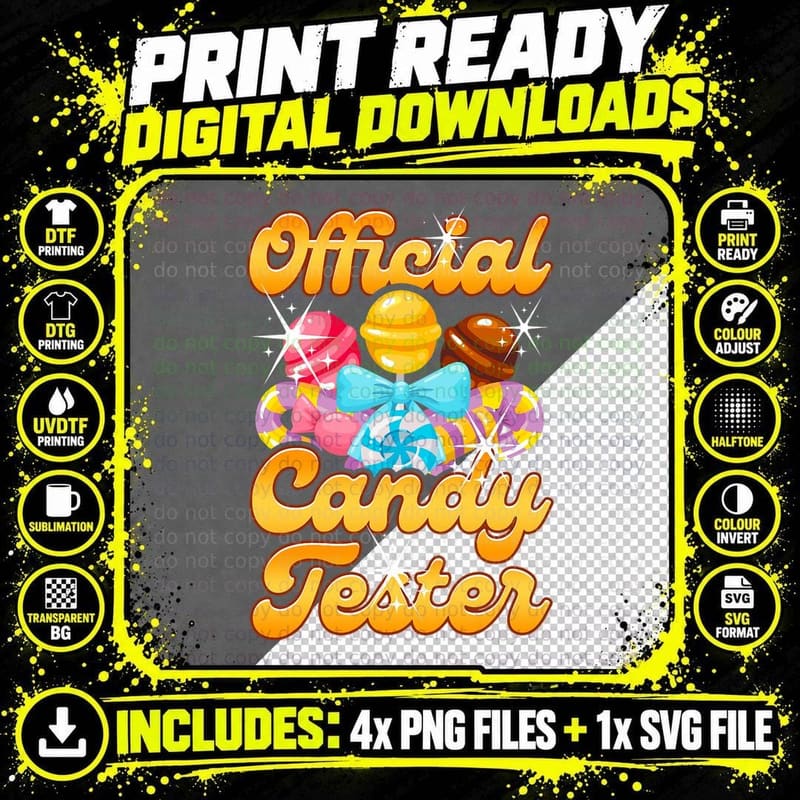 Candy Tester Lollipop Sweets Halloween Kids T-Shirt Png SVG Digital Bundle