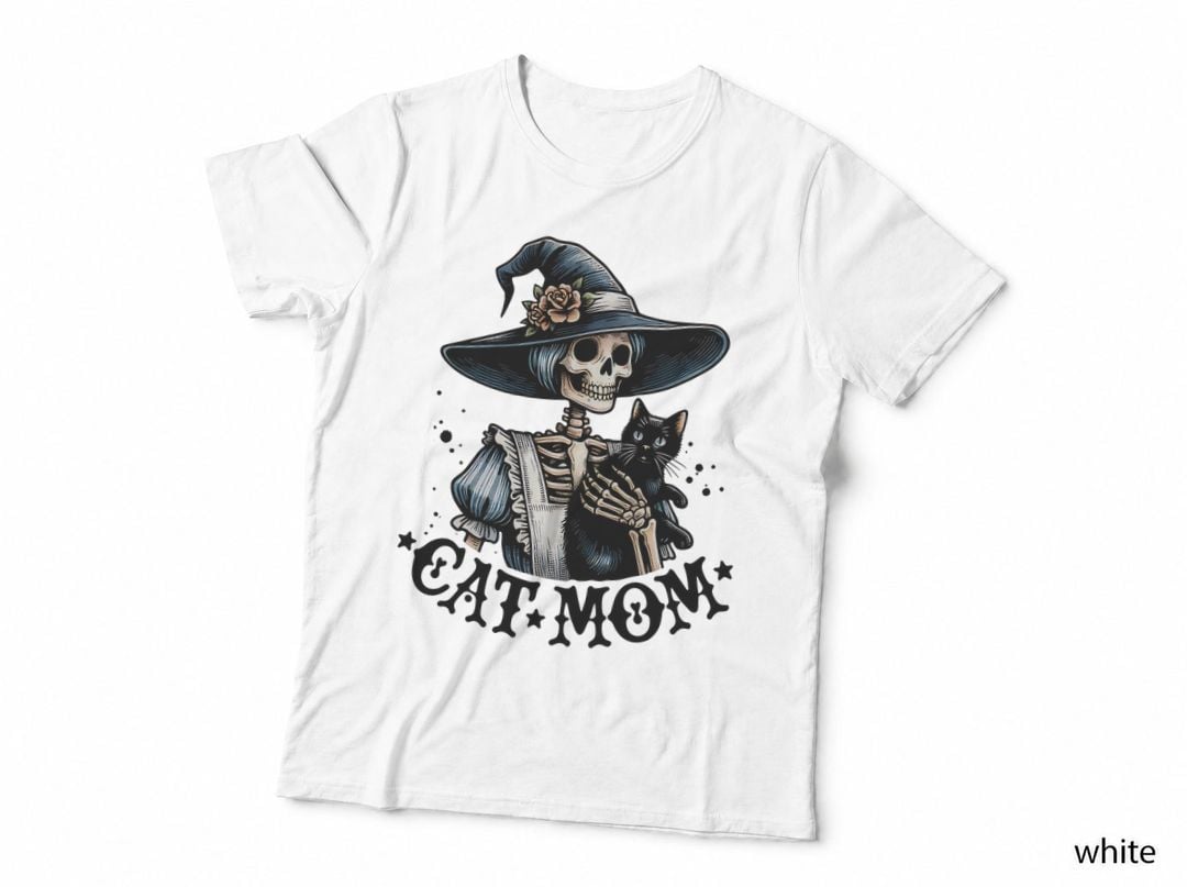 Cat Mom Witch Skeleton, Halloween, Goth, Horror T-Shirt