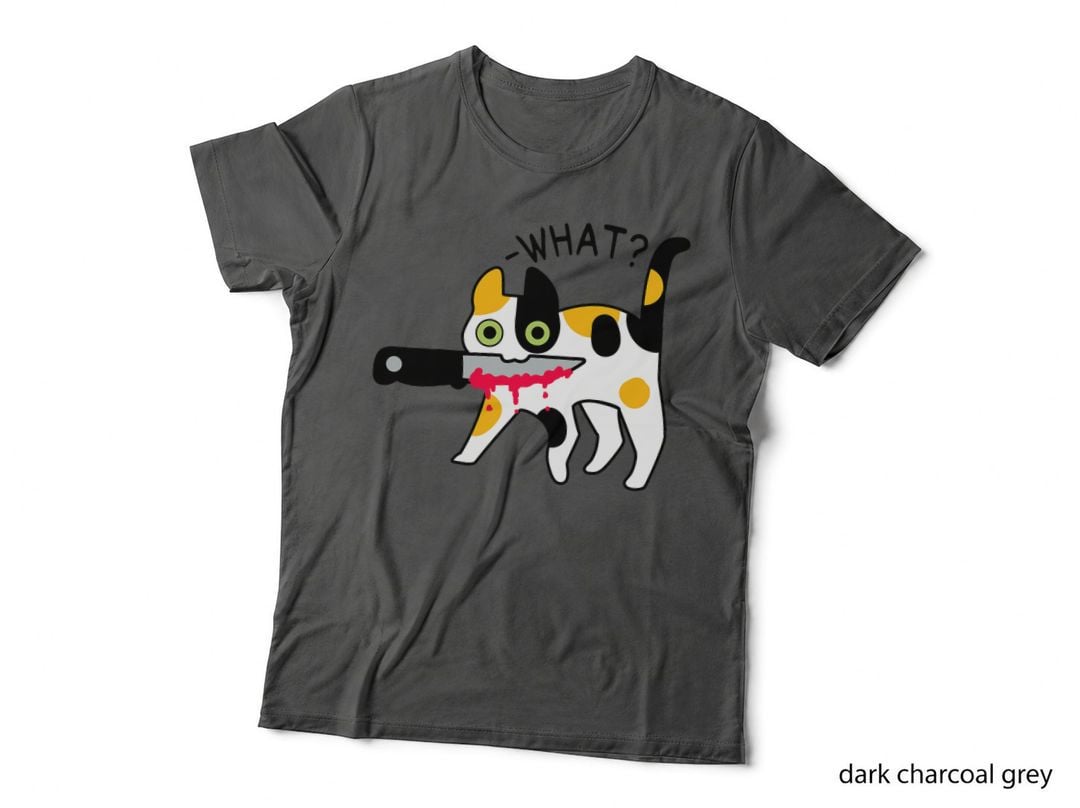Cat What Murderous Calico Cat with Knife Halloween Costume T-Shirt