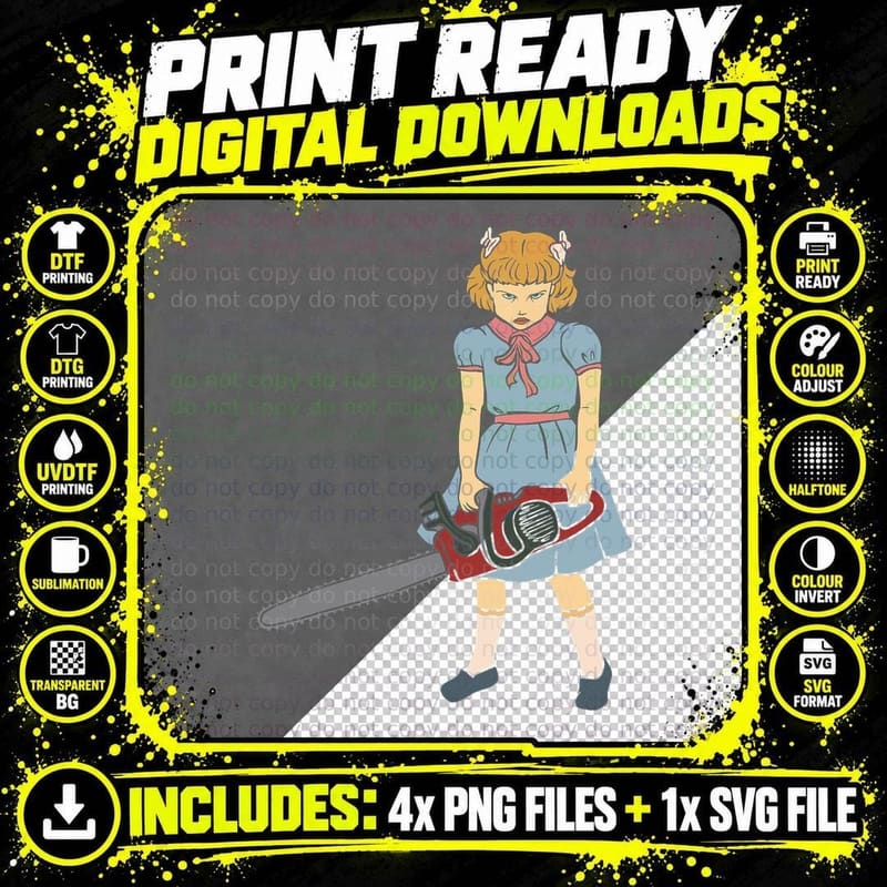 Chainsaw Girl - Gothic Punk Goth Horror Fan - Saw Png SVG Digital Bundle