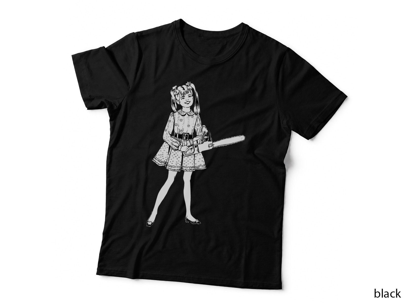 Chainsaw Girl Punk Goth Horror Fan Sinister Rocker T-Shirt