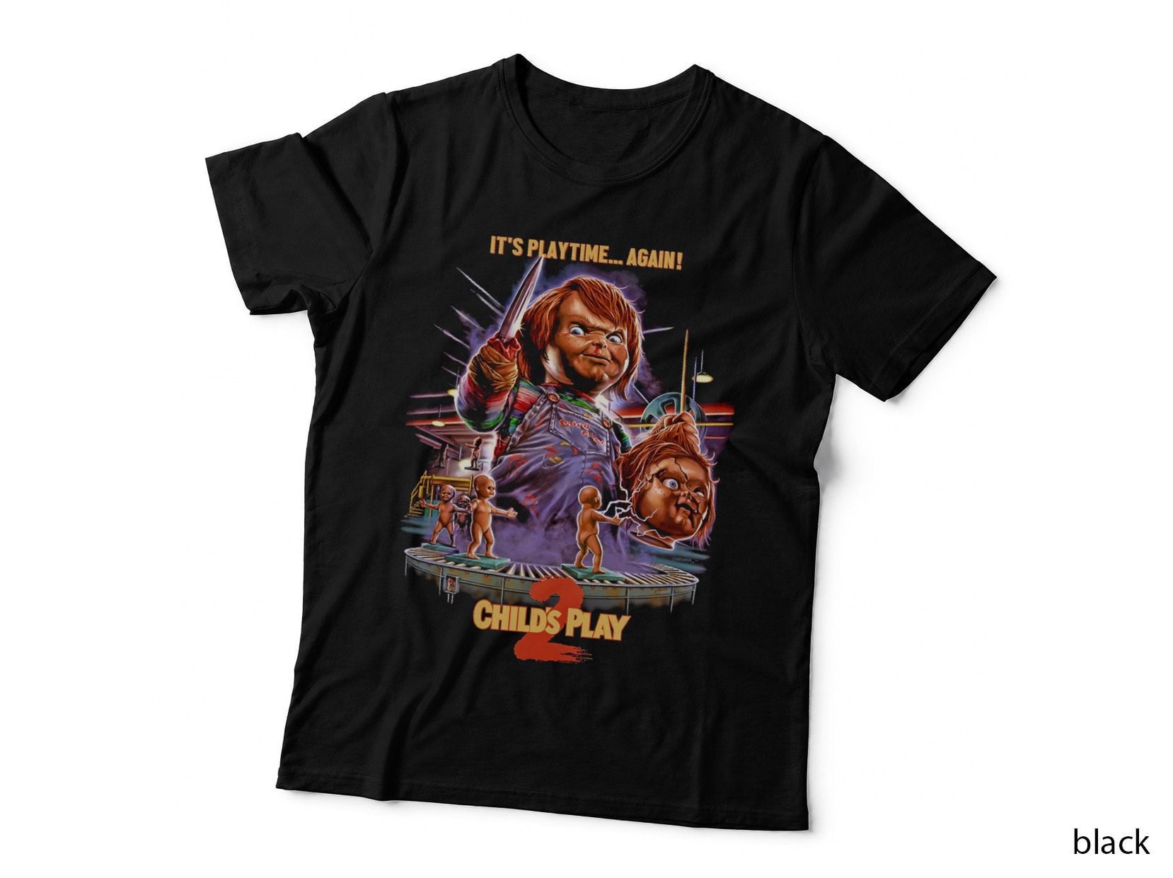 Child's Play 3 Chucky Halftone T-Shirt, Possessed Doll Horror Tee