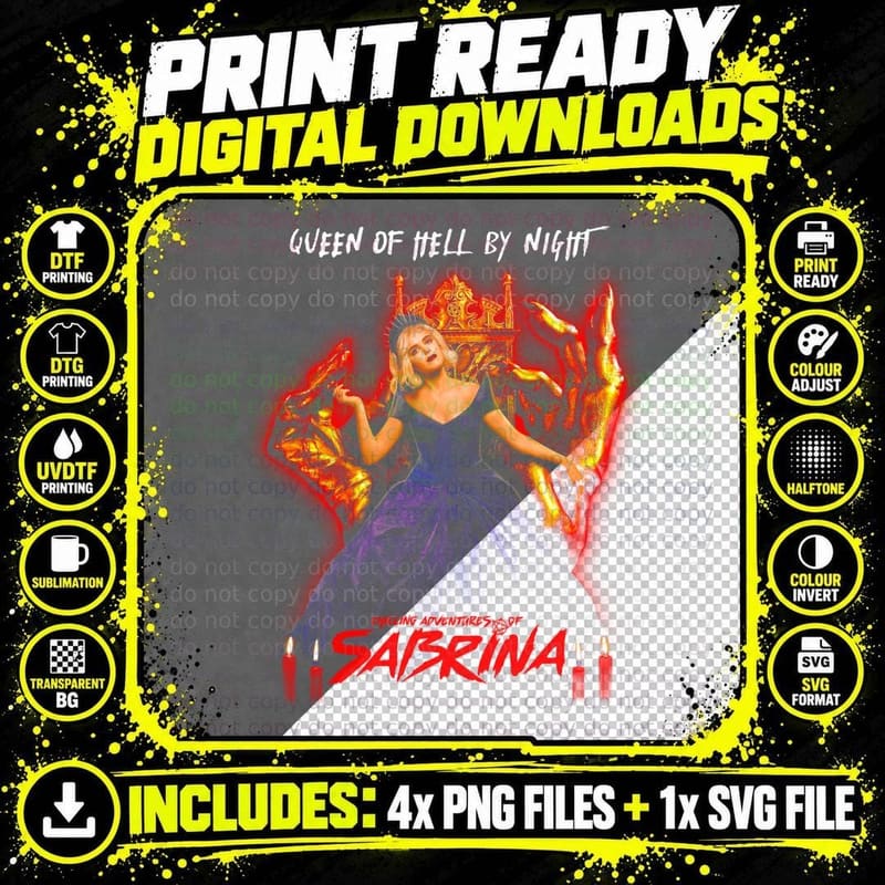 Chilling Adventures of Sabrina Queen T-Shirt Png SVG Digital Bundle