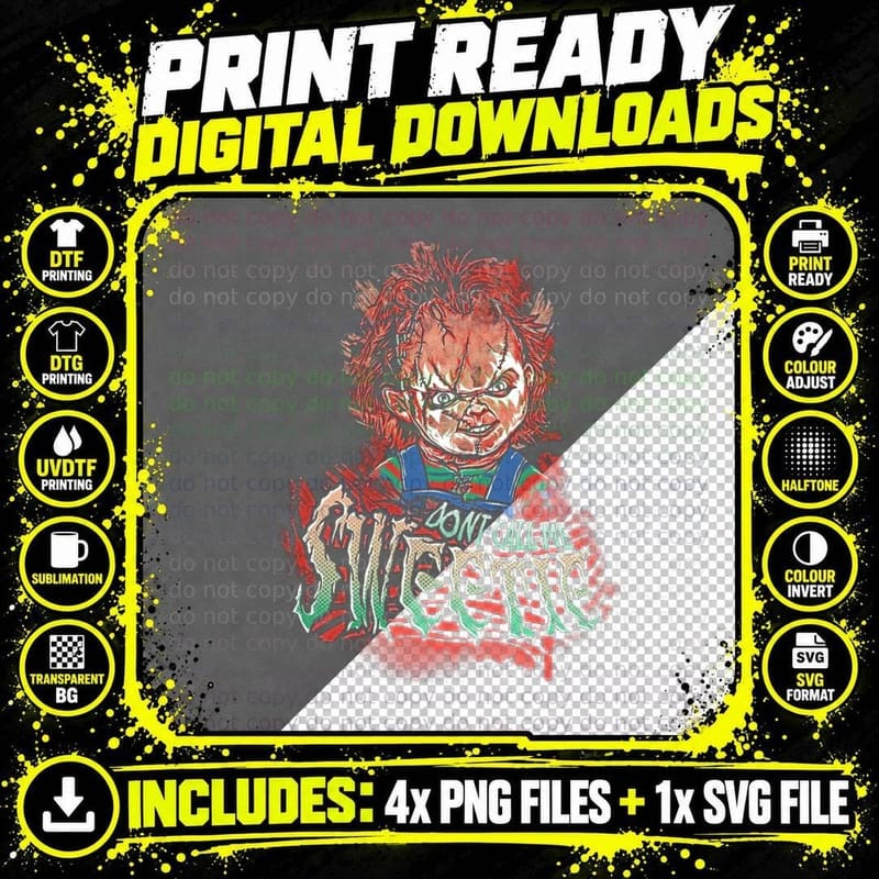 Chucky Don't Call Me Sweetie Halftone Shirt Png SVG Digital Bundle