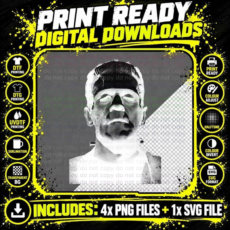 Classic Halloween Monster Horror Movie Frankenstein Png SVG Digital Bundle